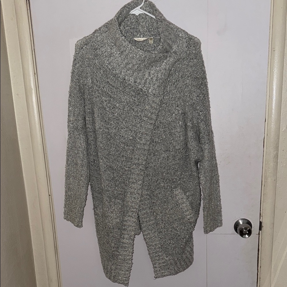 RD Style Gray Asymmetrical Knit Cardigan